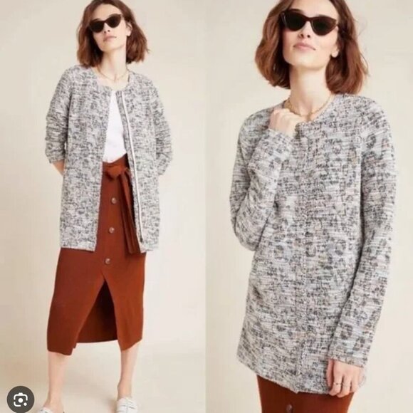Dolan Left Coast Anthropologie Tweed Jacket Coat Cardigan Full Zip Size Small - Picture 1 of 9